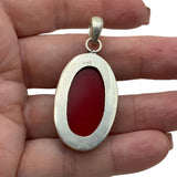 Italian Red Coral Solid 925 Sterling Silver Pendant