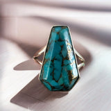 Kingman Turquoise Solid 925 Sterling Silver Ring 9.5