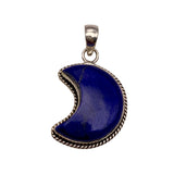 MOON Blue Lapis Solid 925 Sterling Silver Pendant