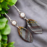 Iron Tiger Eye Solid 925 Sterling Silver Earrings