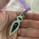 Charoite Moonstone Solid 925 Sterling Silver Pendant Necklace