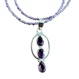 Amethyst Solid 925 Sterling Silver Pendant Necklace