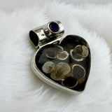 HEART Turtella Jasper & Amethyst Solid 925 Sterling Silver Pendant