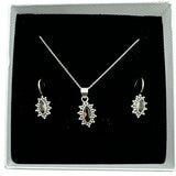 Smoky Topaz Solid 925 Sterling Silver Pendant Earrings Set