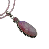 Pink Rainbow Moonstone Solid 925 Sterling Silver Pendant Necklace