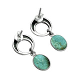 Aztec Mountain Turquoise Solid 925 Sterling Silver Earrings