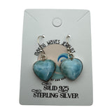 HEART Larimar Solid 925 Sterling Silver Earrings