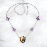 Abalone & Amethyst Solid 925 Sterling Silver Necklace