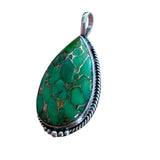 Green Mojave Turquoise Solid 925 Sterling Silver Pendant