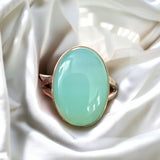 Aqua Chalcedony Solid 925 Sterling Silver Ring 10.5