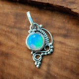 Ethiopian Opal Solid 925 Sterling Silver Pendant