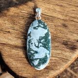 Moss Agate Solid 925 Sterling Silver Pendant