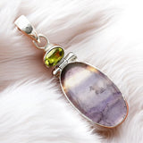 Fluorite & Peridot Solid 925 Sterling Silver Pendant