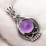 Amethyst Briolette Solid 925 Sterling Silver Pendant