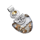 Maligano Jasper & Citrine Solid 925 Sterling Silver Pendant