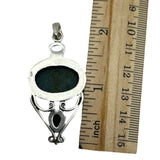 Chrysocolla & Moonstone Solid 925 Sterling Silver Pendant