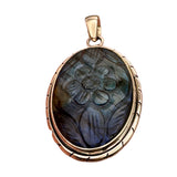 Carved Labradorite Solid 925 Sterling Silver Pendant