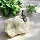 Carved Aurora Opal Solid 925 Sterling Silver Ring