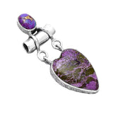 HEART Purpurite & Purple Turquoise Solid 925 Sterling Silver Pendant