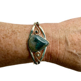 Moss Agate Solid 925 Sterling Silver Cuff Bracelet