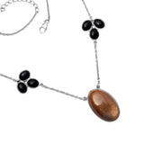 Sunstone & Black Onyx Solid 925 Sterling Silver Necklace