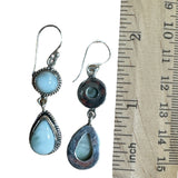 Caribbean Larimar Solid 925 Sterling Silver Earrings