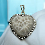 HEART Natrolite Solid 925 Sterling Silver Pendant