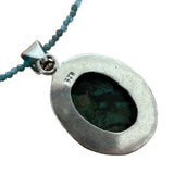 Chrysocolla Solid 925 Sterling Silver & Apatite Pendant Necklace