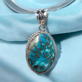 Chrysocolla Solid 925 Sterling Silver Pendant