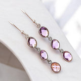 Amethyst Briolette Solid 925 Sterling Silver Earrings