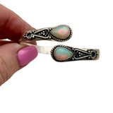 Aurora Opal Solid 925 Sterling Silver Bangle Cuff Bracelet