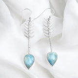 Larimar Solid 925 Sterling Silver Earrings