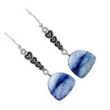 Dumortierite Blue Quartz Solid 925 Sterling Silver Earrings