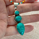 Turquoise Solid 925 Sterling Silver Pendant Necklace