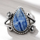 Dumortierite Blue Quartz Solid 925 Sterling Silver Ring 8.5