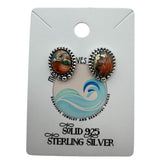 Kingman Turquoise & Oyster Solid 925 Sterling Silver Stud Earrings