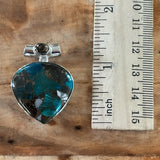 Kingman Turquoise & White Buffalo Solid 925 Sterling Silver Pendant