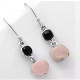 Guava Quartz & Black Onyx Solid 925 Sterling Silver Earrings