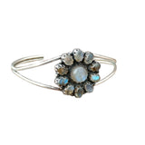 FLOWER Labradorite Solid 925 Sterling Silver Cuff Bracelet