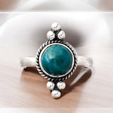 Azurite Chrysocolla Solid 925 Sterling Silver Ring 7