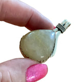 Gold Rutilated Quartz Solid 925 Sterling Silver Pendant