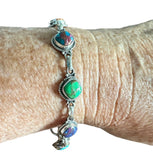 Colors of Turquoise Solid 925 Sterling Silver Bracelet