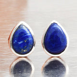 Blue Lapis Solid 925 Sterling Silver stud Earrings