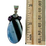 Owyhee Opal Amethyst Moonstone Solid 925 Sterling Silver Pendant