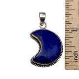 MOON Blue Lapis Solid 925 Sterling Silver Pendant