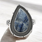 Dumortierite Blue Quartz Solid 925 Sterling Silver Ring 6.5