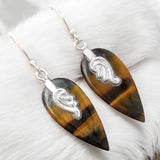 Blue Tiger Eye Solid 925 Sterling Silver Earrings