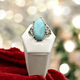 Caribbean Larimar Solid 925 Sterling Silver Ring 10