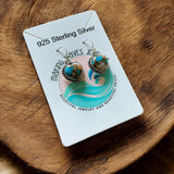 HEART Turquoise & Spiny Oyster Solid 925 Sterling Silver Earrings