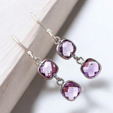 Amethyst Briolette Solid 925 Sterling Silver Earrings